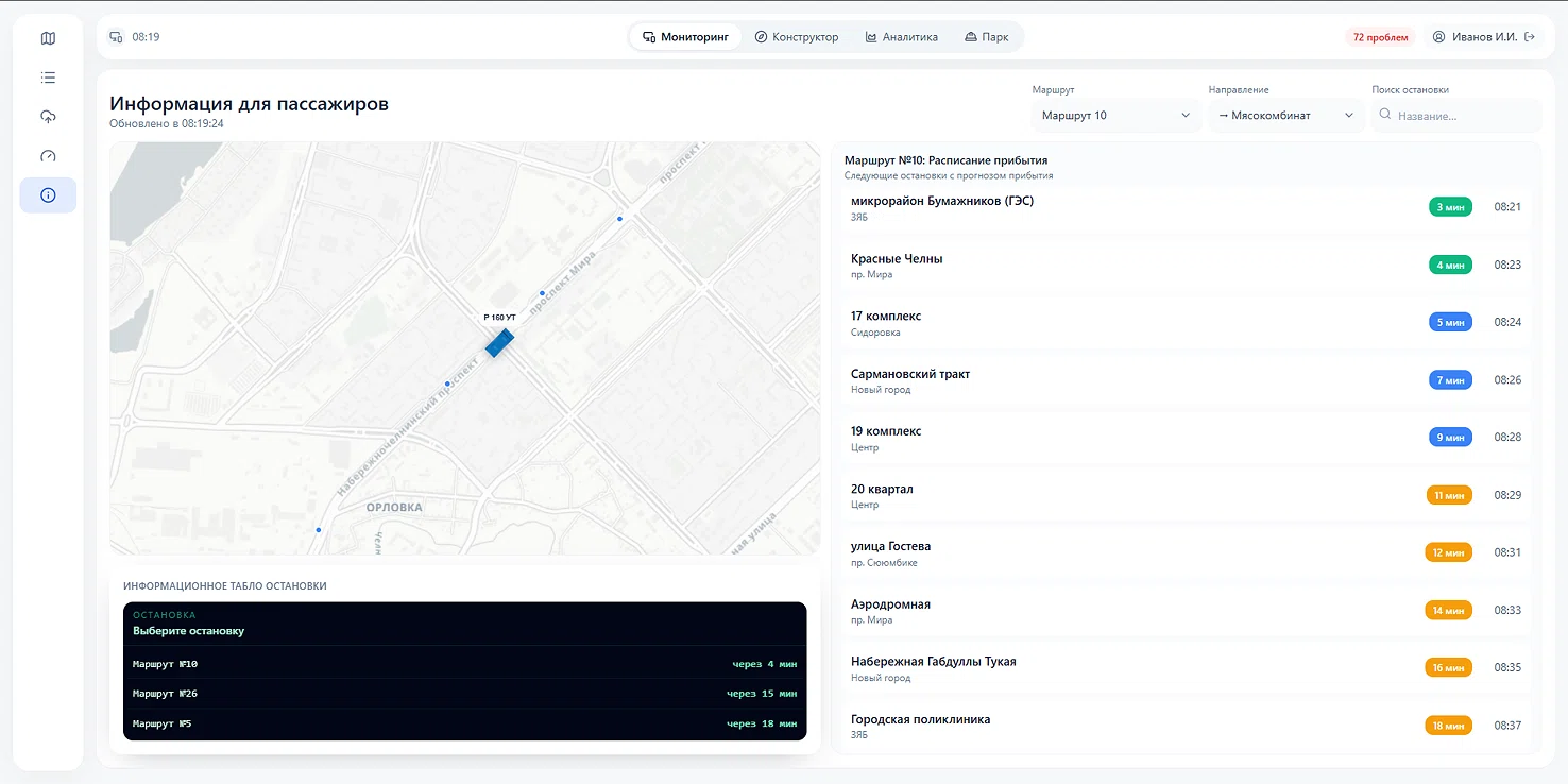 ETA — время прибытия автобуса на остановку